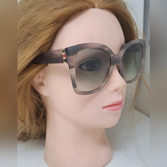 NWT Gucci Women's Sunglasses Marble Gray Square Full Rim GG0459S 005 54-19-145 - Picture 6 of 16